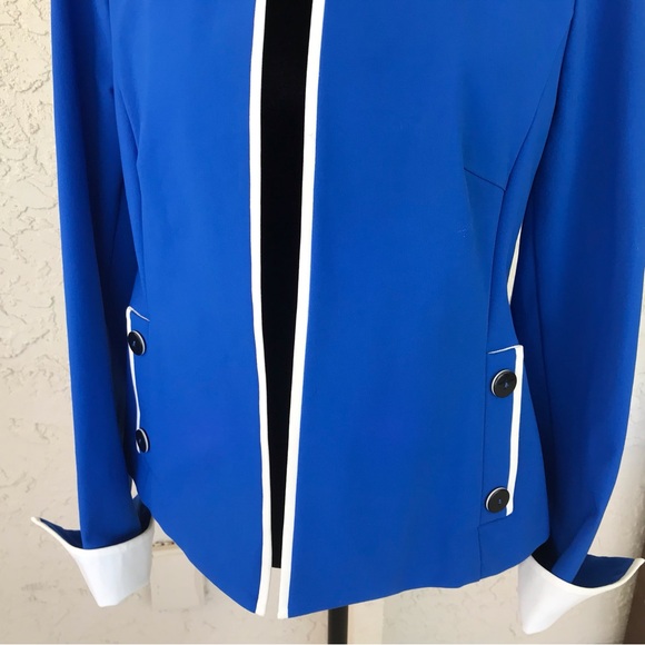 Nina McLemore Jacket Royal Blue White Striping, Sz 8 - Picture 3 of 7